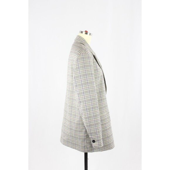 ZARA Grey Multi Check Single Breasted Oversized Boxy Blazer Suit Jacket, Size S - Picture 2 of 14